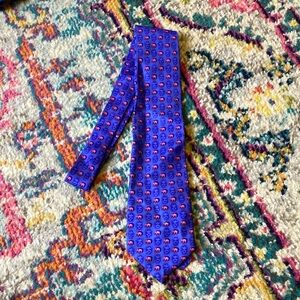 Robert Talbott silk pink elephant print tie.